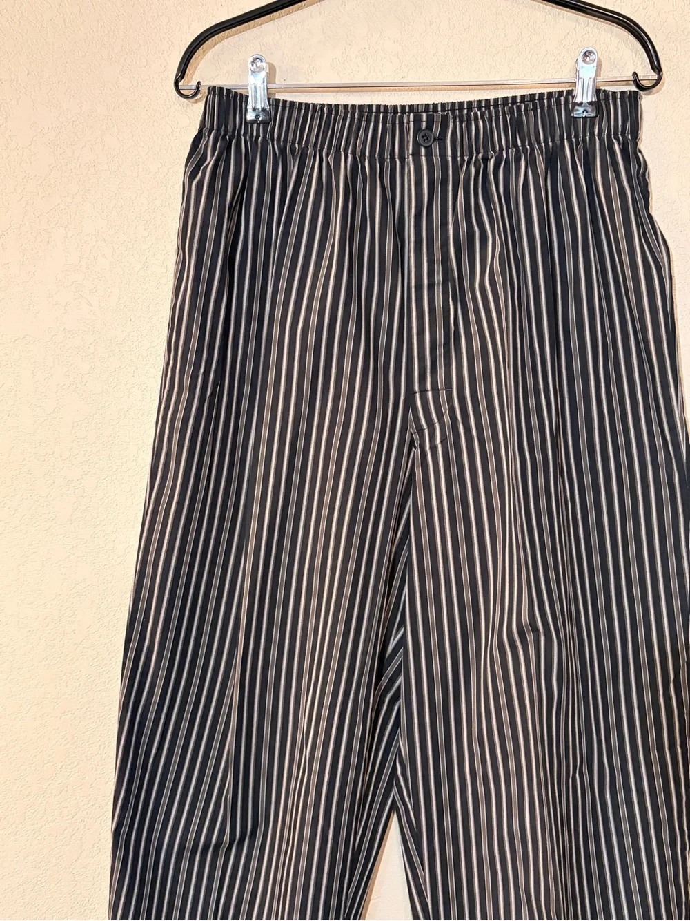 Cotton Murano Long Sleeve Pajama Two Piece Set size Medium Black Gray Stripe